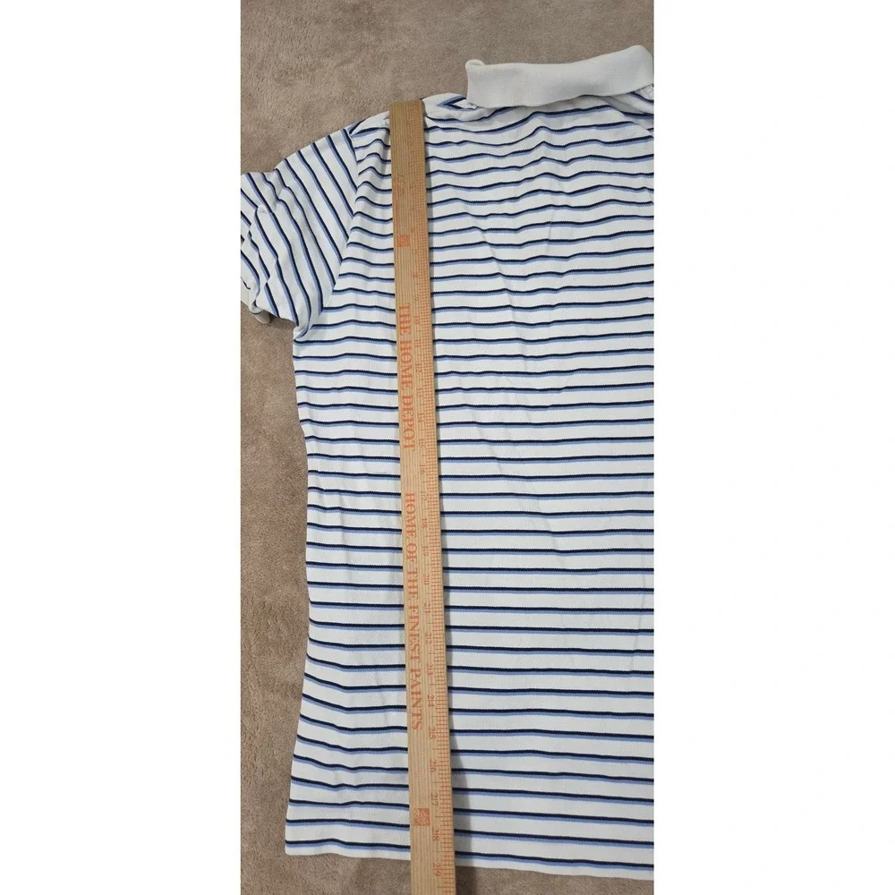 Vintage Polo Ralph Lauren Polo Shirt Mens size L white/Blue striped Cotton S/S